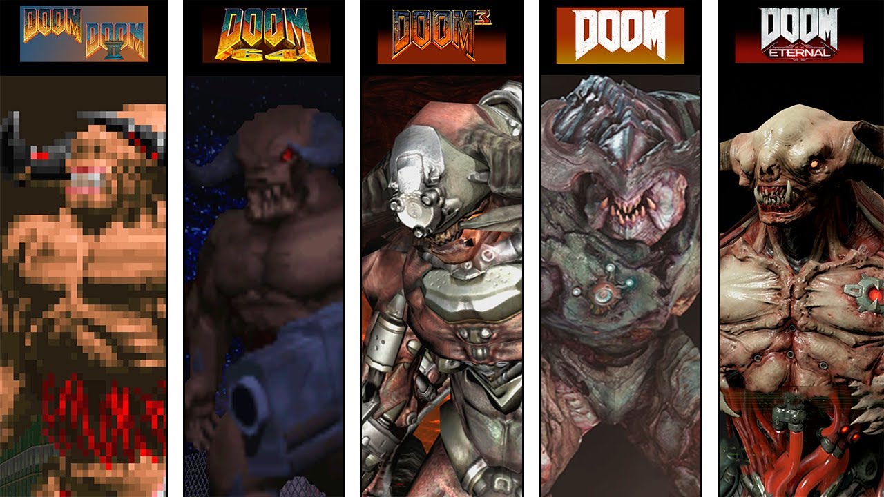 The Cyberdemon throughout different Doom games.